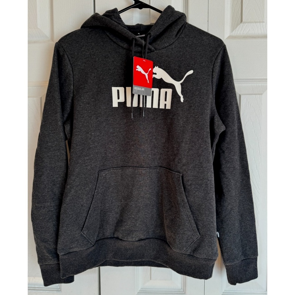 NEW PUMA Essential Logo Hoodie Dark Gray Heather Women's‎ Size Medium